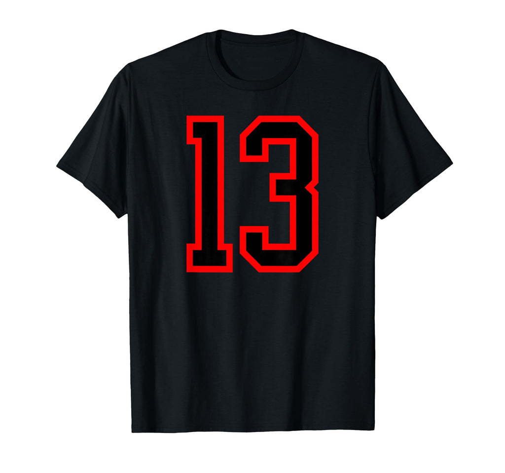 Red Black Sports Team Number 13 T-Shirt - Graphic Print Unisex - T-Shirt, Sweatshirt, Hoodie