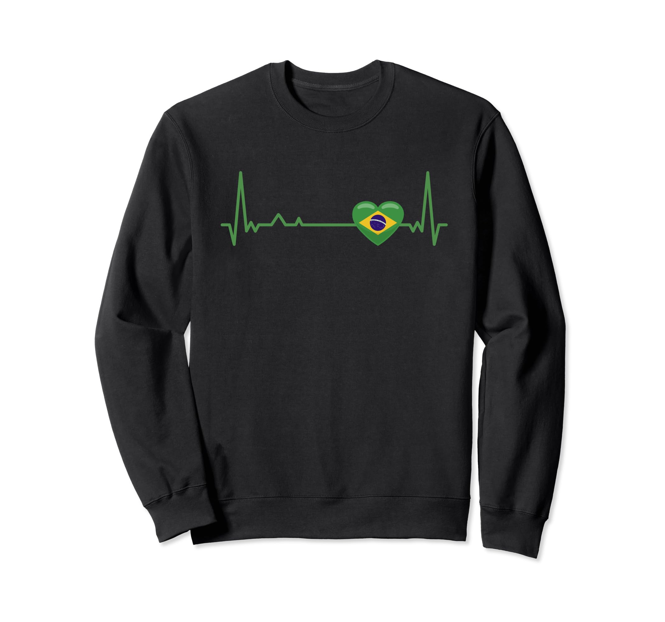 Heartbeat Brazil Flag Soccer Fan Sweatshirt - Unique Graphic Unisex - T-Shirt, Sweatshirt, Hoodie