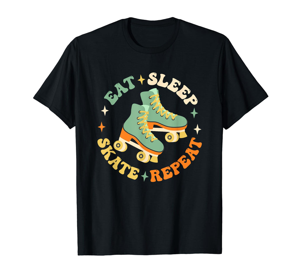 Eat Sleep Skate Repeat 70S 80S 90S Roller T-Shirt - Novelty Apparel Unisex - T-Shirt, Sweatshirt, Hoodie