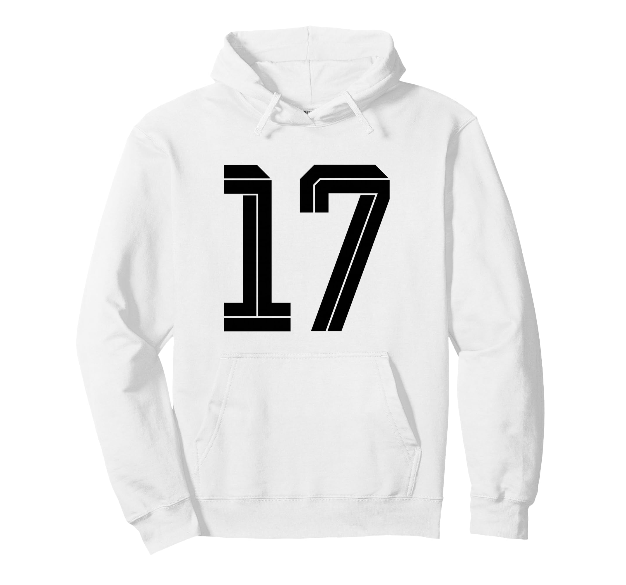 17 White Number 17 Sports Fan Soccer Hoodie - Trendy Graphic for Adults - T-Shirt, Sweatshirt, Hoodie