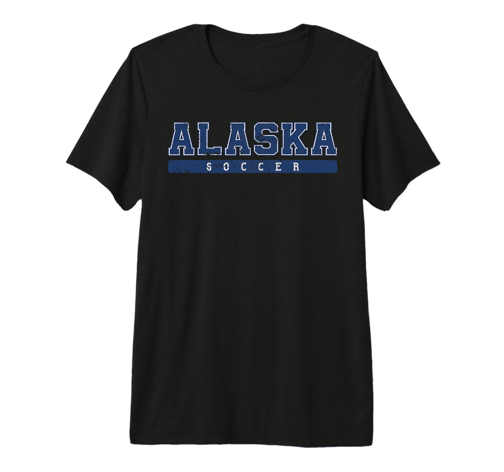 Alaska Soccer Blue Text Tri Blend T-Shirt - Unique Graphic Unisex - T-Shirt, Sweatshirt, Hoodie
