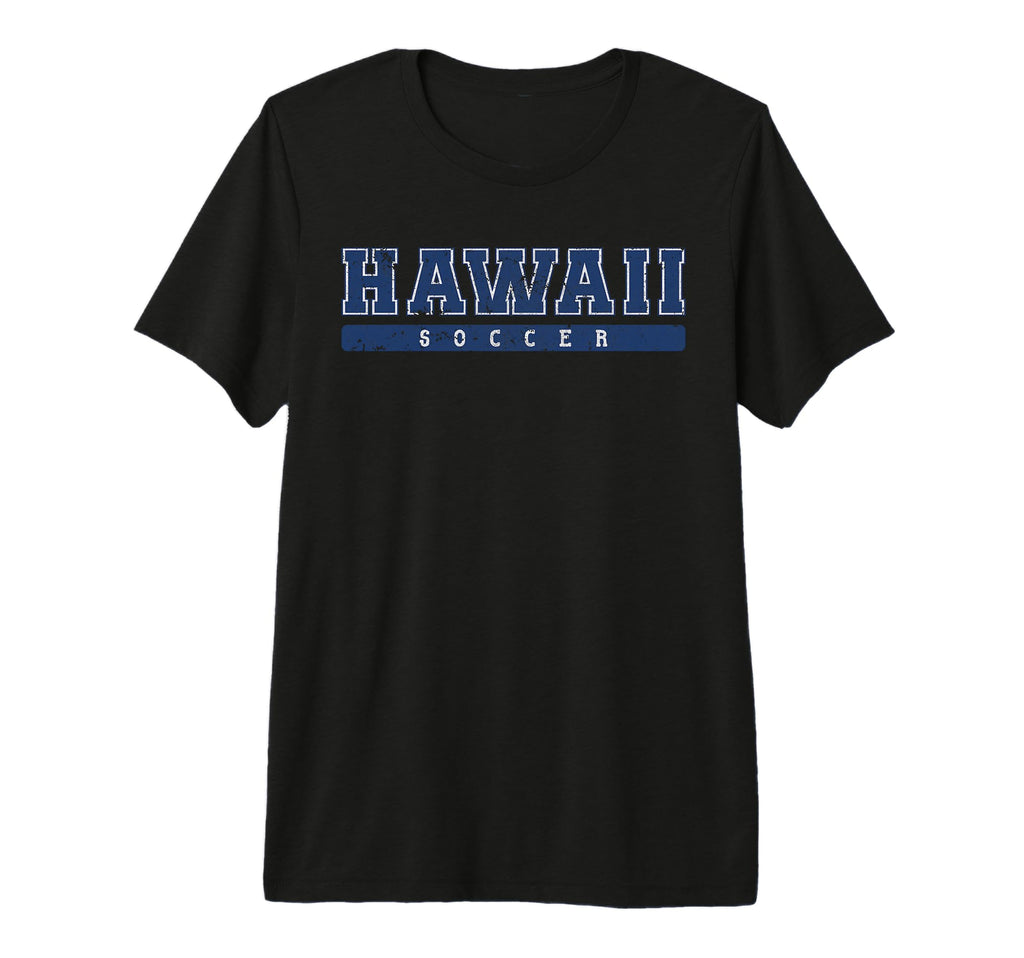 Hawaii Soccer Blue Text Tri Blend T-Shirt - Minimalist Print for Adults - T-Shirt, Sweatshirt, Hoodie