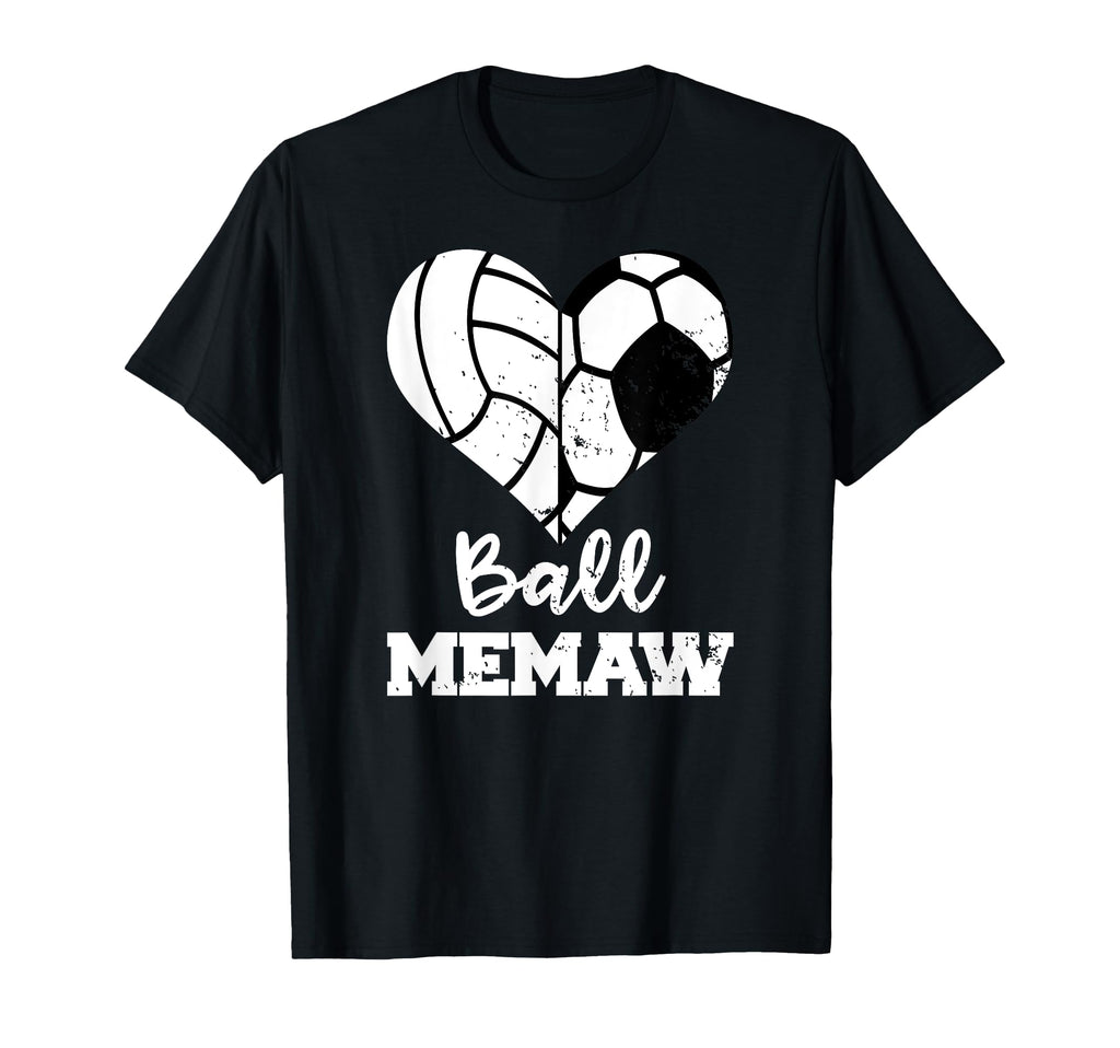 Ball Memaw Heart Funny Soccer T-Shirt - Streetwear Style for Adults - T-Shirt, Sweatshirt, Hoodie