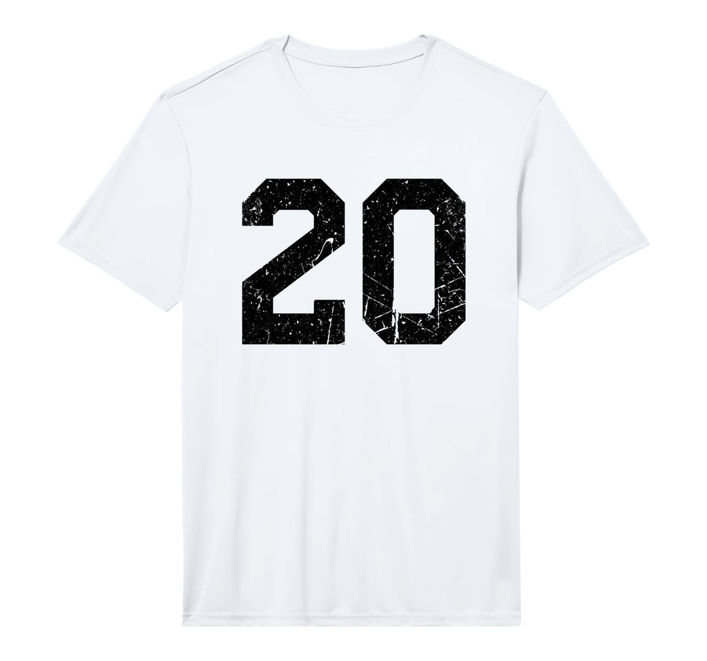 Number 20 Sport Black Distressed T-Shirt - Novelty Apparel for Adults - T-Shirt, Sweatshirt, Hoodie