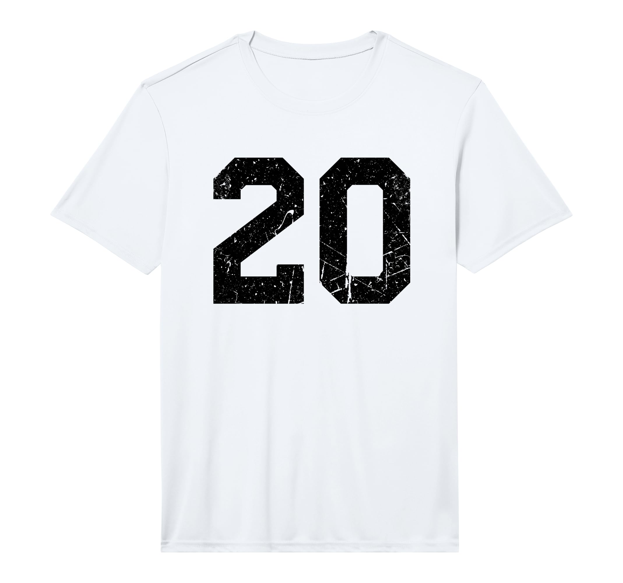 Number 20 Sport Black Distressed T-Shirt - Novelty Apparel for Adults - T-Shirt, Sweatshirt, Hoodie