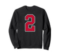Red White Number 2 Jersey Player Sweatshirt - Trendy Graphic for Adults - T-Shirt, Sweatshirt, Hoodie