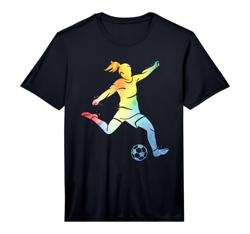Playing Soccer Kicking Ball Multicolor T-Shirt - Minimalist Print Unisex - T-Shirt, Sweatshirt, Hoodie