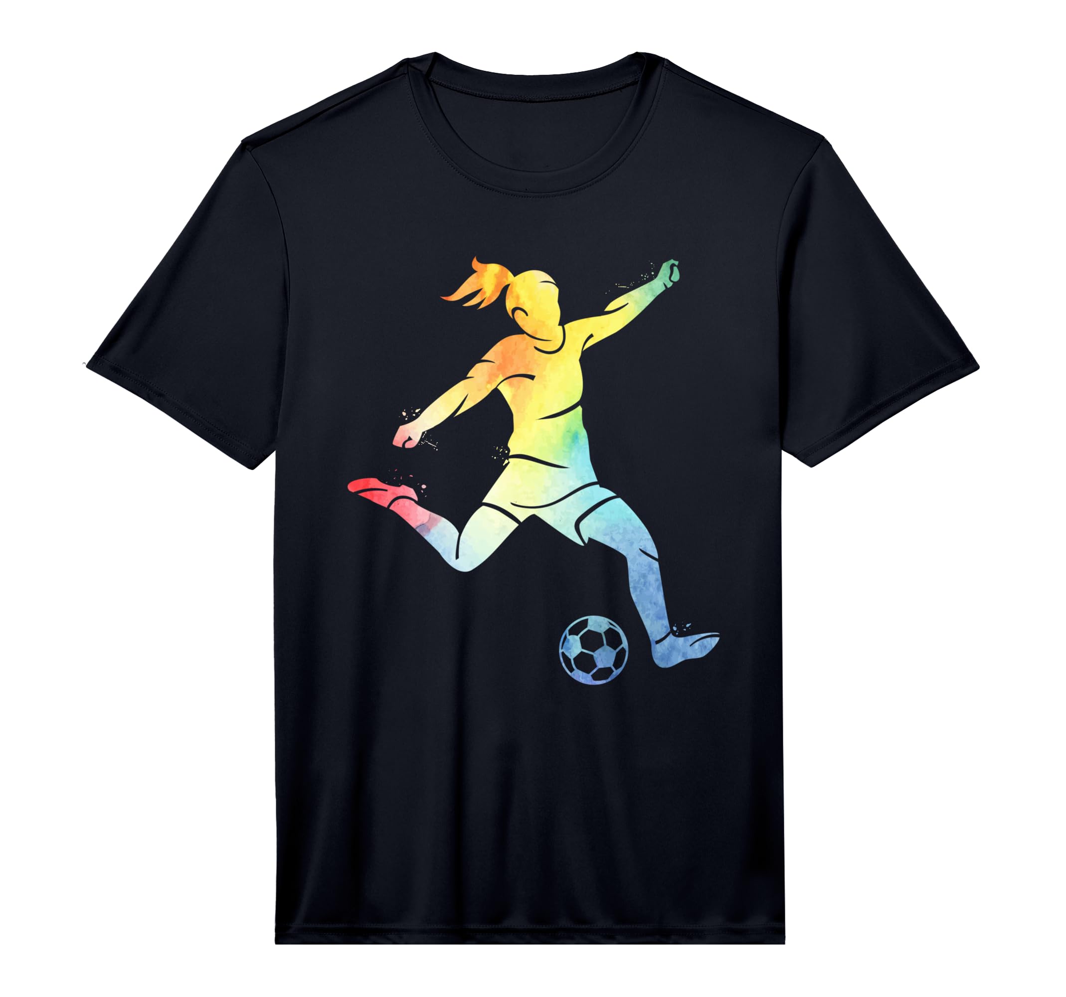 Playing Soccer Kicking Ball Multicolor T-Shirt - Minimalist Print Unisex - T-Shirt, Sweatshirt, Hoodie