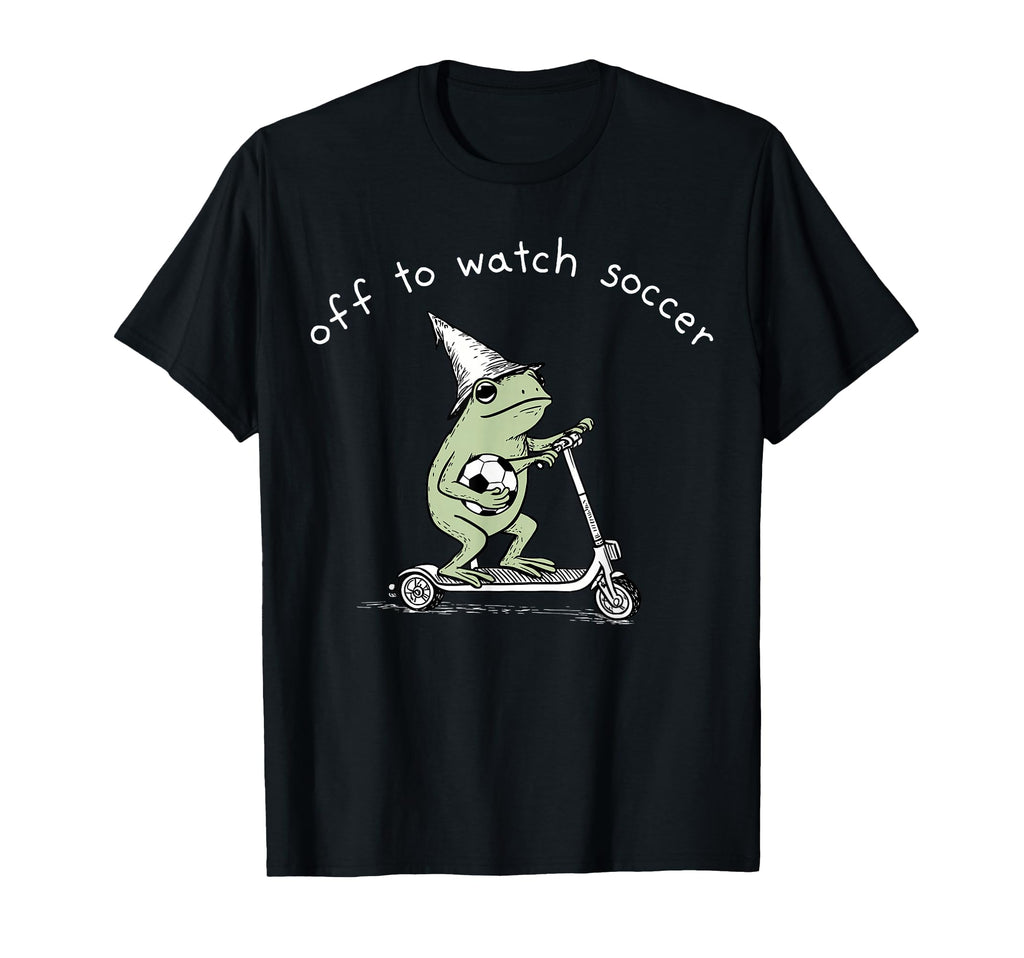 Off To Watch Soccer Funny Frog Scooter T-Shirt - Custom Art Print Unisex - T-Shirt, Sweatshirt, Hoodie
