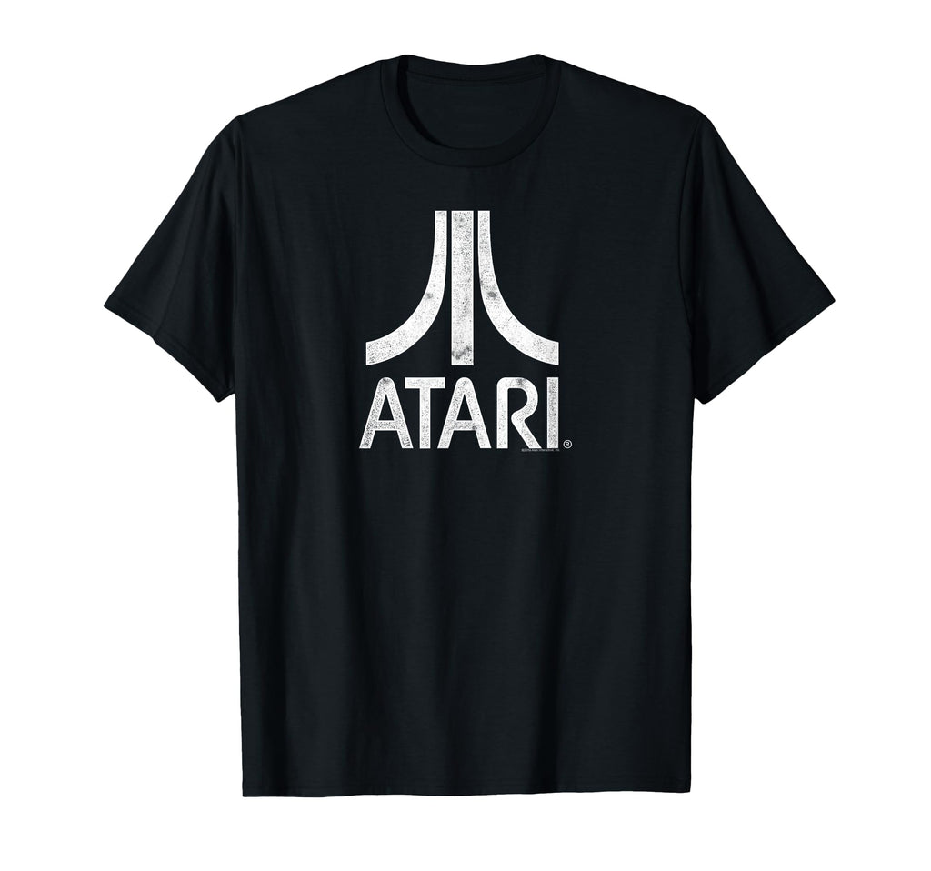 Atari White Distressed Gaming Logo T-Shirt - Fun Novelty Design for Adults - T-Shirt, Sweatshirt, Hoodie
