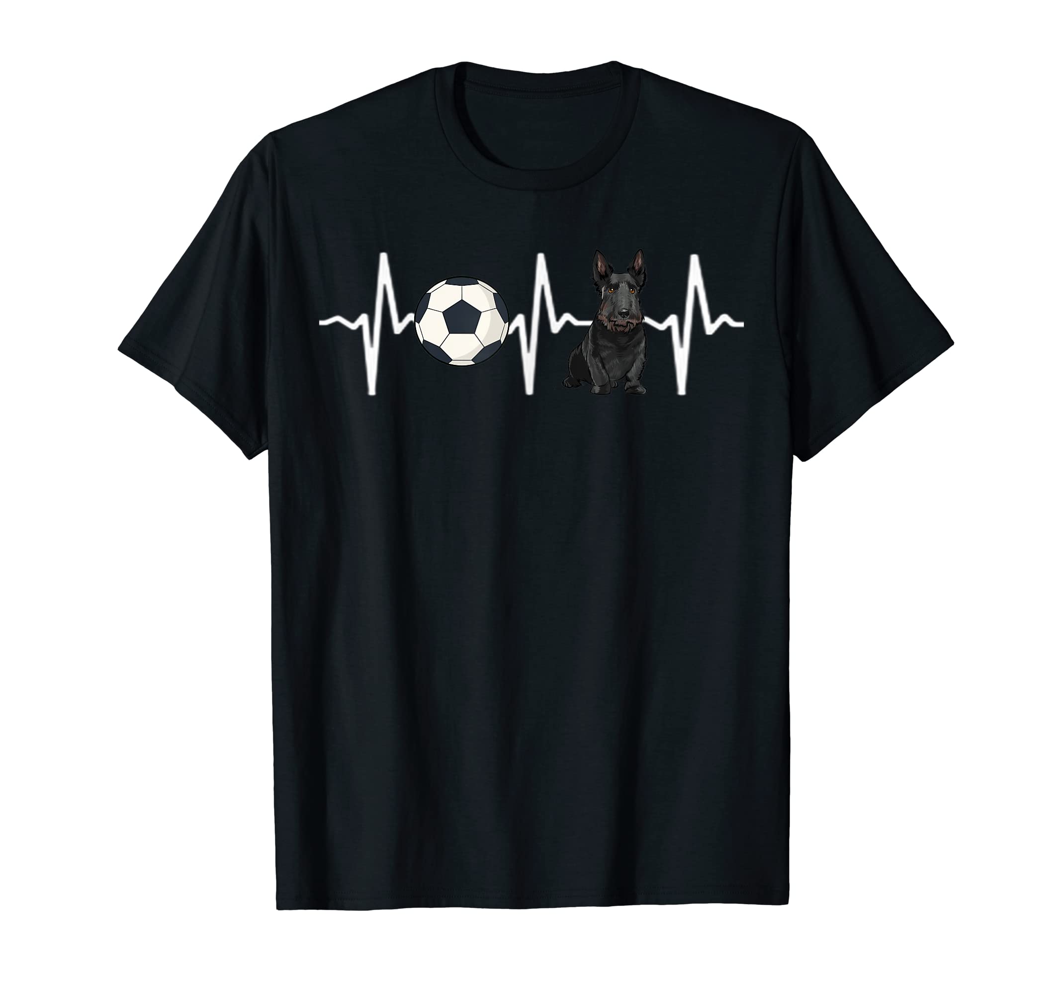 Soccer Scottish Terrier Heartbeat T-Shirt - Casual Everyday Wear Unisex - T-Shirt, Sweatshirt, Hoodie