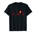 Switzerland Soccer Swiss Flag Heartbeat T-Shirt - Aesthetic Graphic Unisex - T-Shirt, Sweatshirt, Hoodie