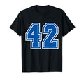 Number 42 Blue Sports Team Varsity Number T-Shirt - Streetwear Style Unisex - T-Shirt, Sweatshirt, Hoodie