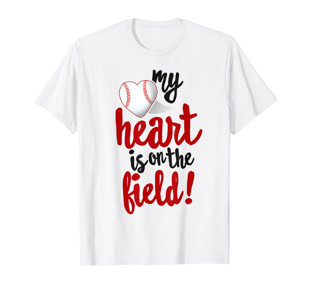 My Heart Is Field Baseball Ball Mom T-Shirt - Minimalist Print for Adults - T-Shirt, Sweatshirt, Hoodie