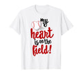 My Heart Is Field Baseball Ball Mom T-Shirt - Minimalist Print for Adults - T-Shirt, Sweatshirt, Hoodie