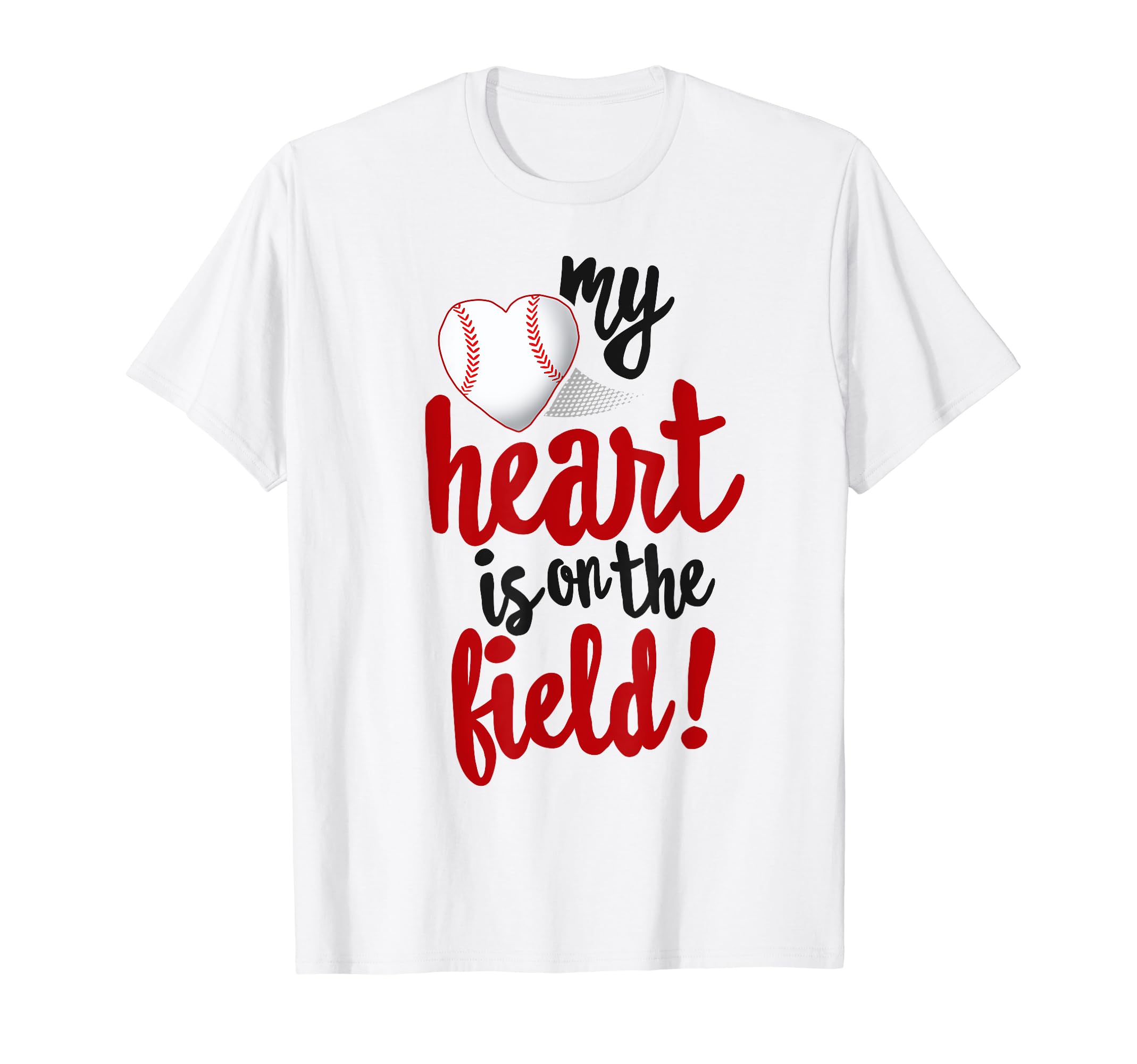 My Heart Is Field Baseball Ball Mom T-Shirt - Minimalist Print for Adults - T-Shirt, Sweatshirt, Hoodie