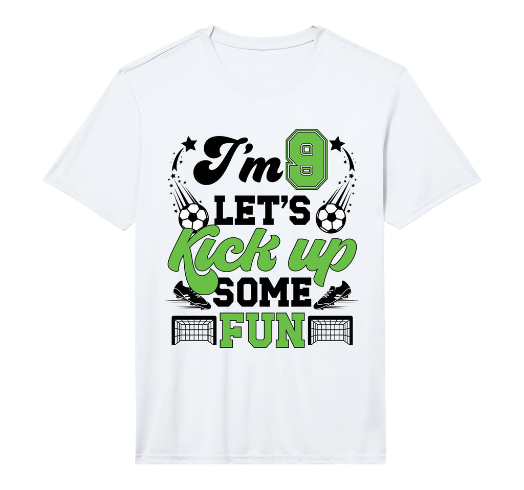 9Th Birthday Soccer Nine Year Old T-Shirt - Fun Novelty Design for Adults - T-Shirt, Sweatshirt, Hoodie