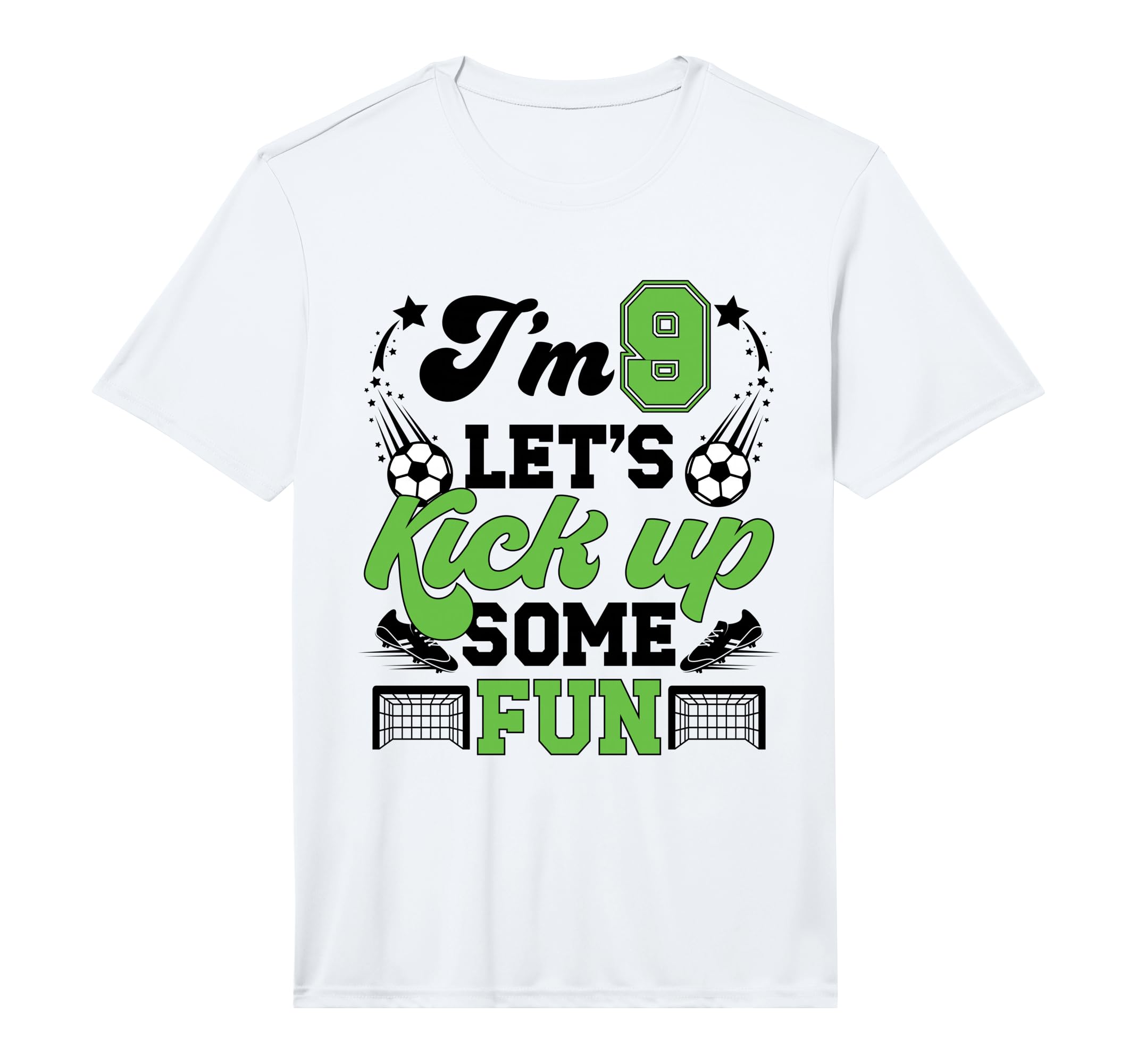 9Th Birthday Soccer Nine Year Old T-Shirt - Fun Novelty Design for Adults - T-Shirt, Sweatshirt, Hoodie