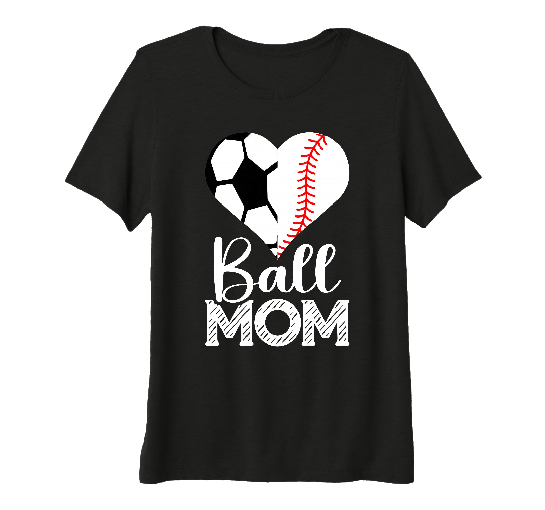 Womens Ball Mom Soccer Baseball Heart T-Shirt - Trendy Graphic Men Women - T-Shirt, Sweatshirt, Hoodie