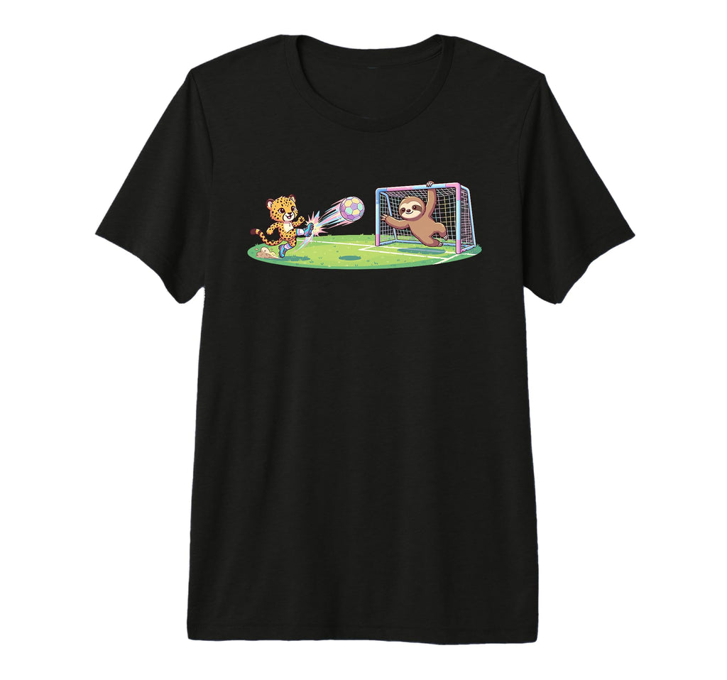 Cheetah Kicks Ball Sloth Goalie Soccer T-Shirt - Unique Graphic for Adults - T-Shirt, Sweatshirt, Hoodie