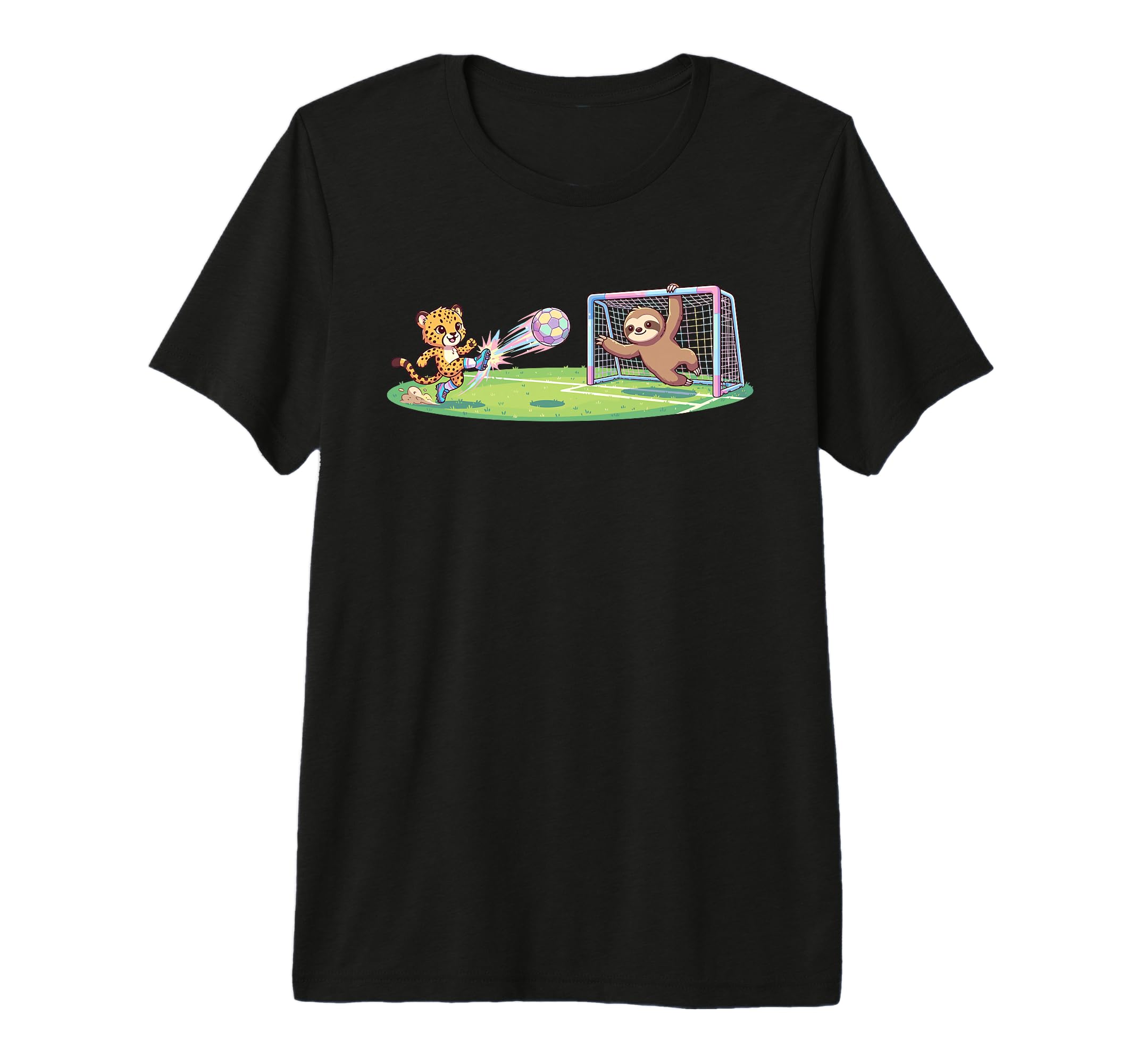 Cheetah Kicks Ball Sloth Goalie Soccer T-Shirt - Unique Graphic for Adults - T-Shirt, Sweatshirt, Hoodie