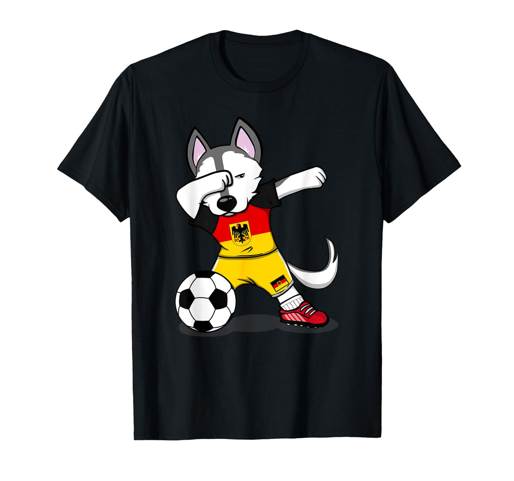 Dabbing Husky Dog Germany Football T-Shirt - Streetwear Style for Adults - T-Shirt, Sweatshirt, Hoodie