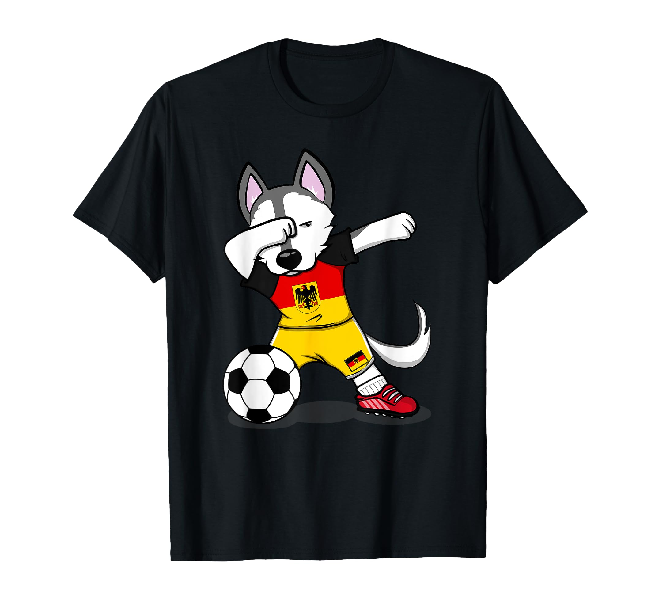 Dabbing Husky Dog Germany Football T-Shirt - Streetwear Style for Adults - T-Shirt, Sweatshirt, Hoodie