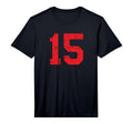 Number 15 Distressed Sport Red Number T-Shirt - Graphic Print for Adults - T-Shirt, Sweatshirt, Hoodie