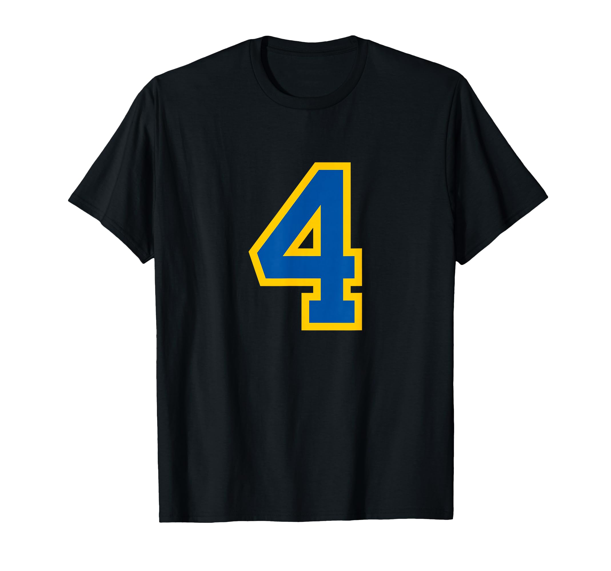 Blue Yellow Sport Team Number 4 T-Shirt - Fun Novelty Design Unisex - T-Shirt, Sweatshirt, Hoodie