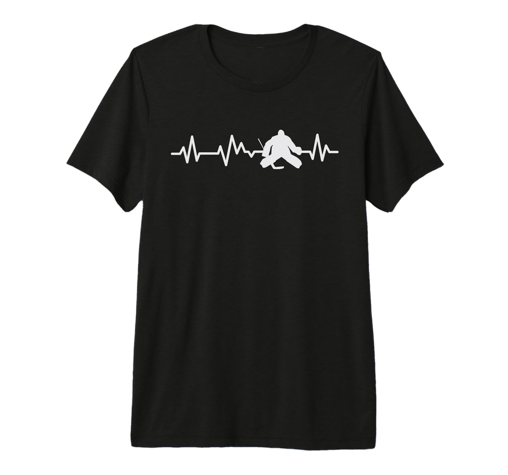 Ice Hockey Goalie Heartbeat Line T-Shirt - Aesthetic Graphic Men Women - T-Shirt, Sweatshirt, Hoodie