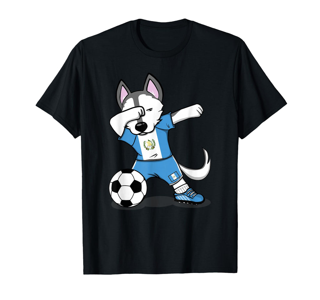 Dabbing Husky Guatemala Soccer Fans T-Shirt - Aesthetic Graphic for Adults - T-Shirt, Sweatshirt, Hoodie