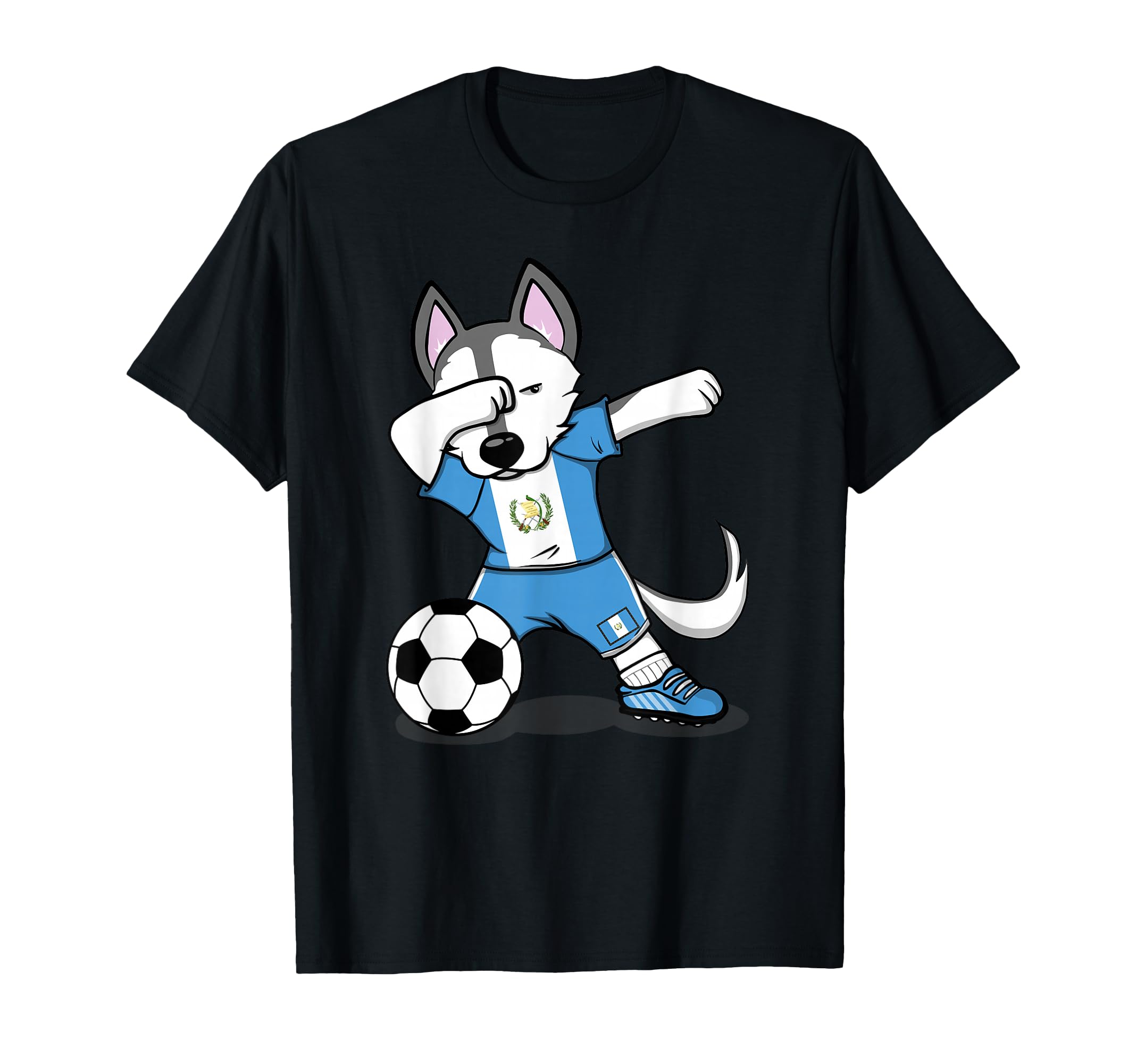 Dabbing Husky Guatemala Soccer Fans T-Shirt - Aesthetic Graphic for Adults - T-Shirt, Sweatshirt, Hoodie