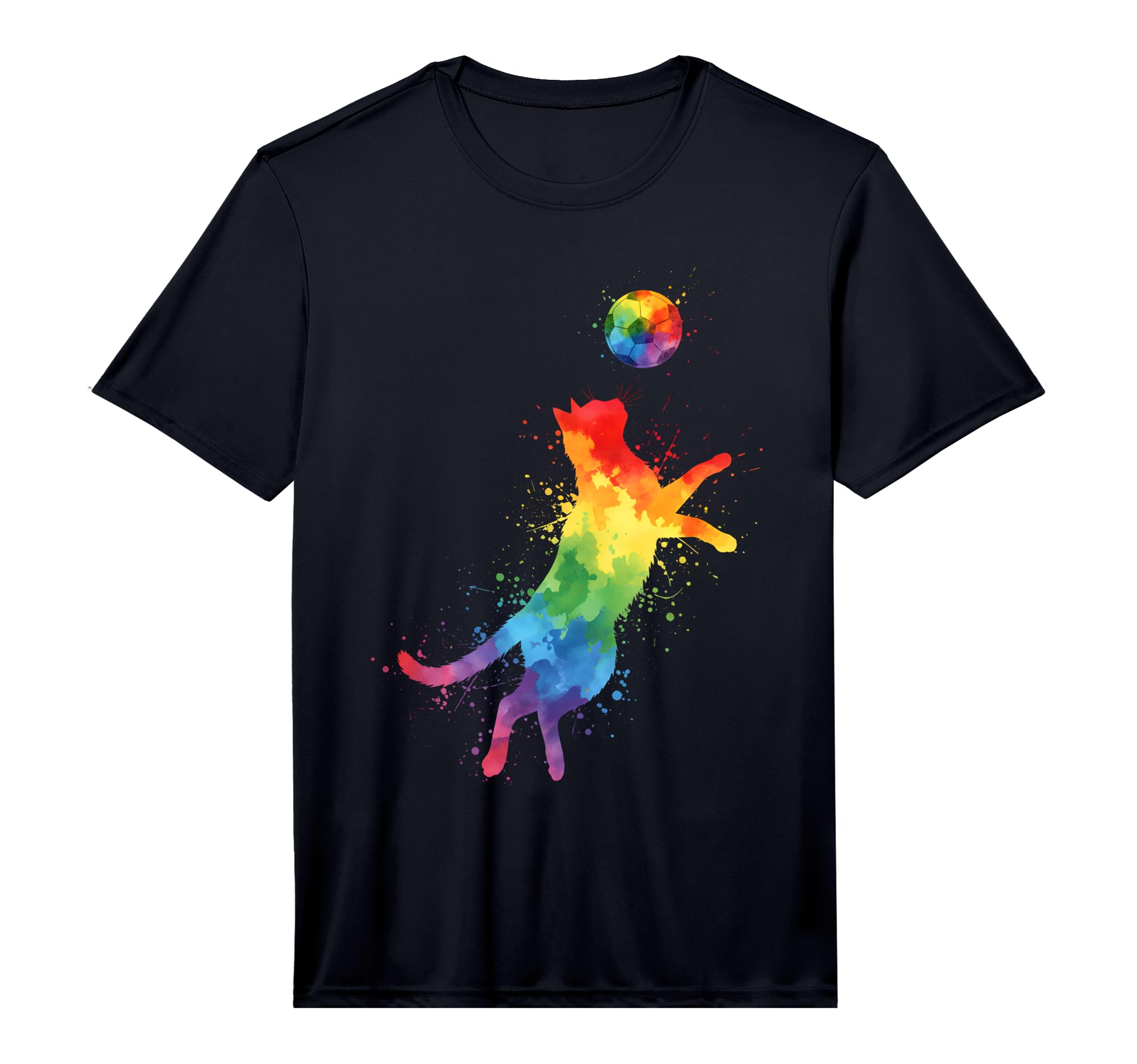 Funny Cat Playing Soccer Performance T-Shirt - Unique Graphic for Adults - T-Shirt, Sweatshirt, Hoodie