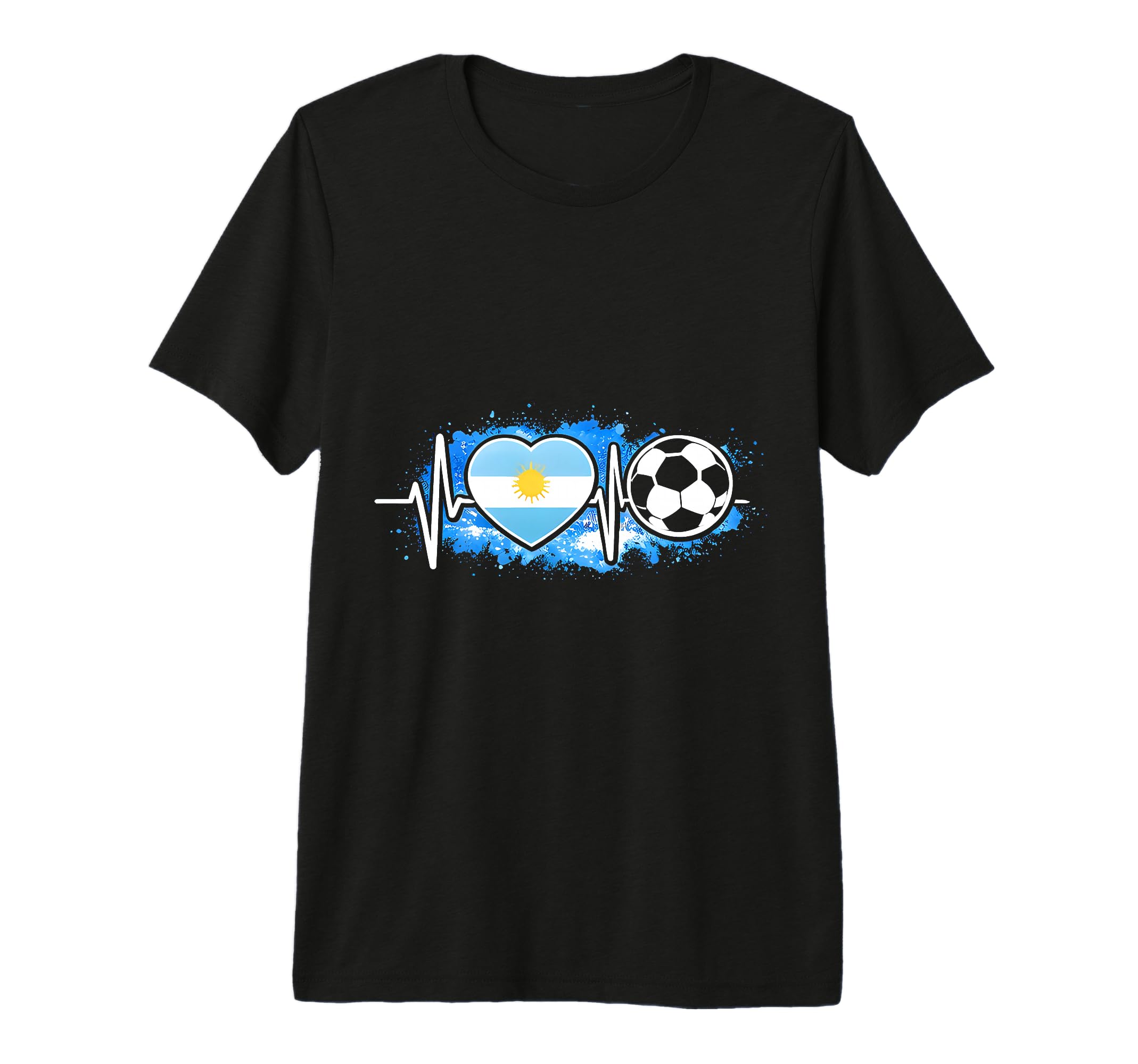 Heartbeat World Football Argentina Flag T-Shirt - Minimalist Print Unisex - T-Shirt, Sweatshirt, Hoodie