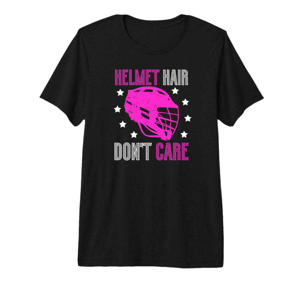 Helmet Hair Dont Care Lacrosse Goalie T-Shirt - Unique Graphic Men Women - T-Shirt, Sweatshirt, Hoodie
