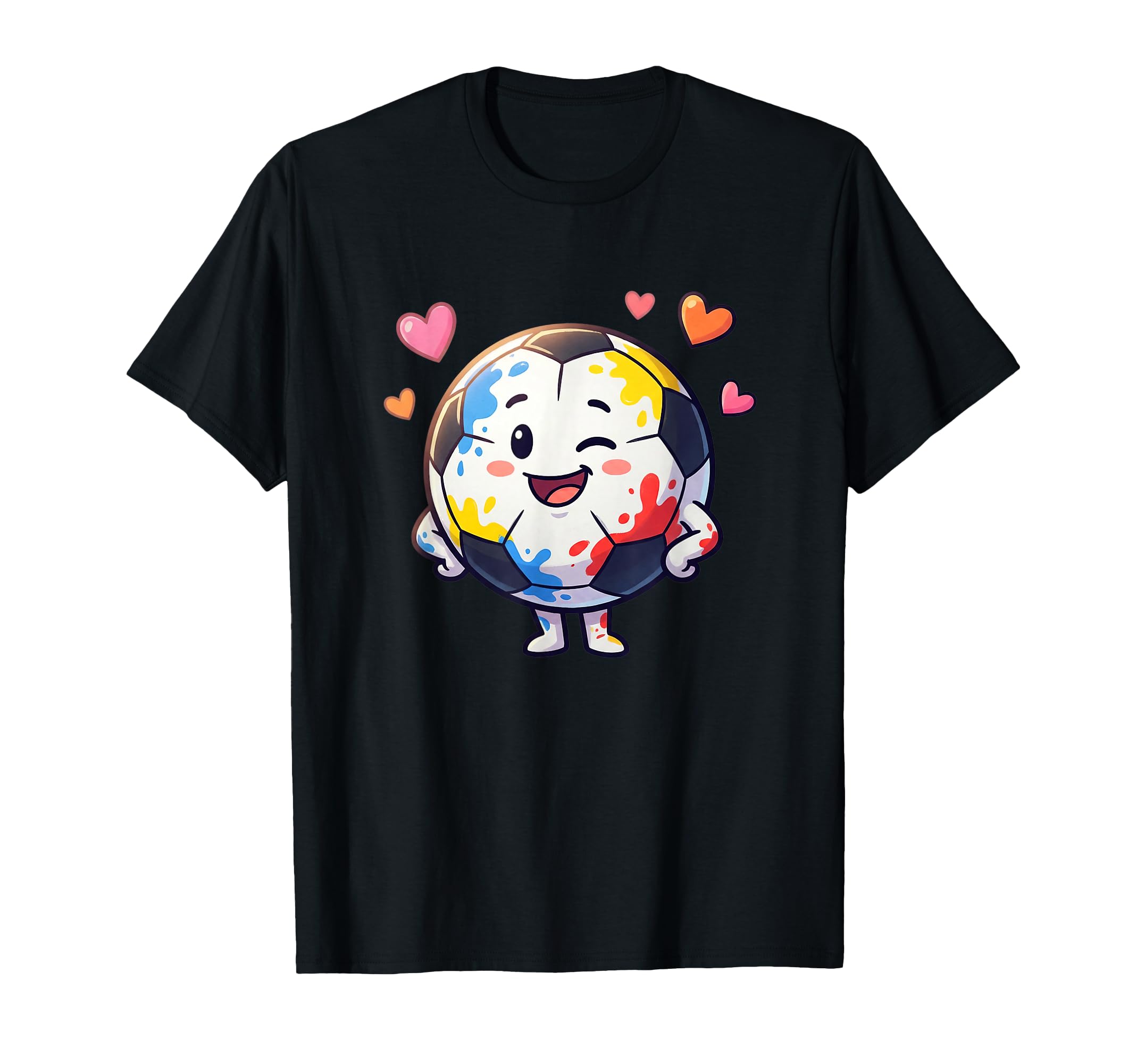Adorable Soccer Ball Character Colorful T-Shirt - Aesthetic Graphic Unisex - T-Shirt, Sweatshirt, Hoodie