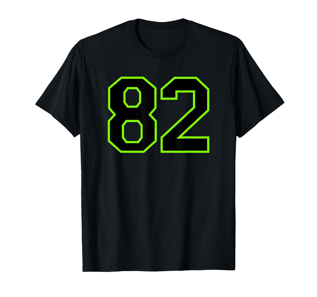 Number 82 Green Black Sports Team T-Shirt - Fun Novelty Design for Adults - T-Shirt, Sweatshirt, Hoodie