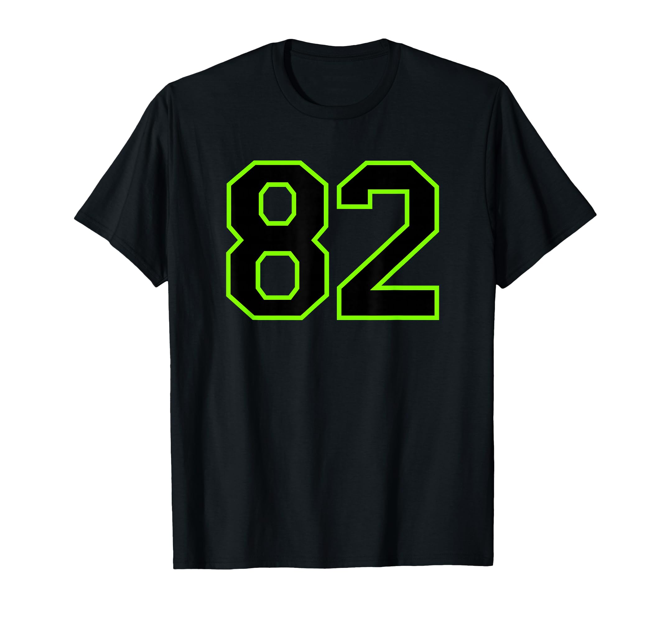 Number 82 Green Black Sports Team T-Shirt - Fun Novelty Design for Adults - T-Shirt, Sweatshirt, Hoodie