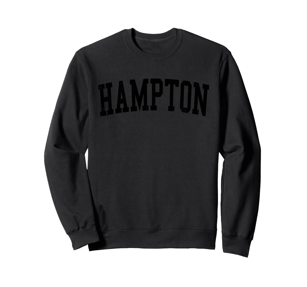 Hampton Va Distressed Black Sweatshirt - Casual Everyday Wear for Adults - T-Shirt, Sweatshirt, Hoodie
