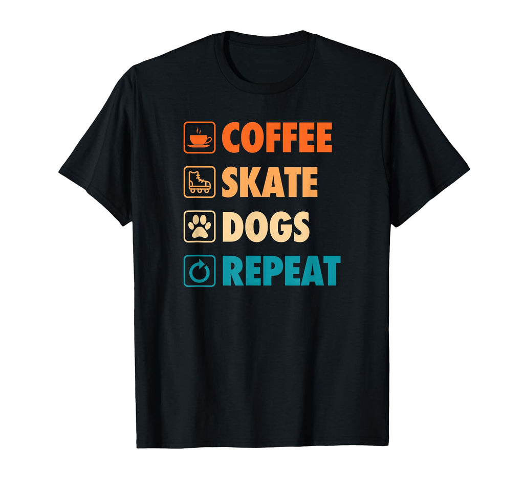 Coffee Skate Dogs Repeat Roller T-Shirt - Streetwear Style for Adults - T-Shirt, Sweatshirt, Hoodie