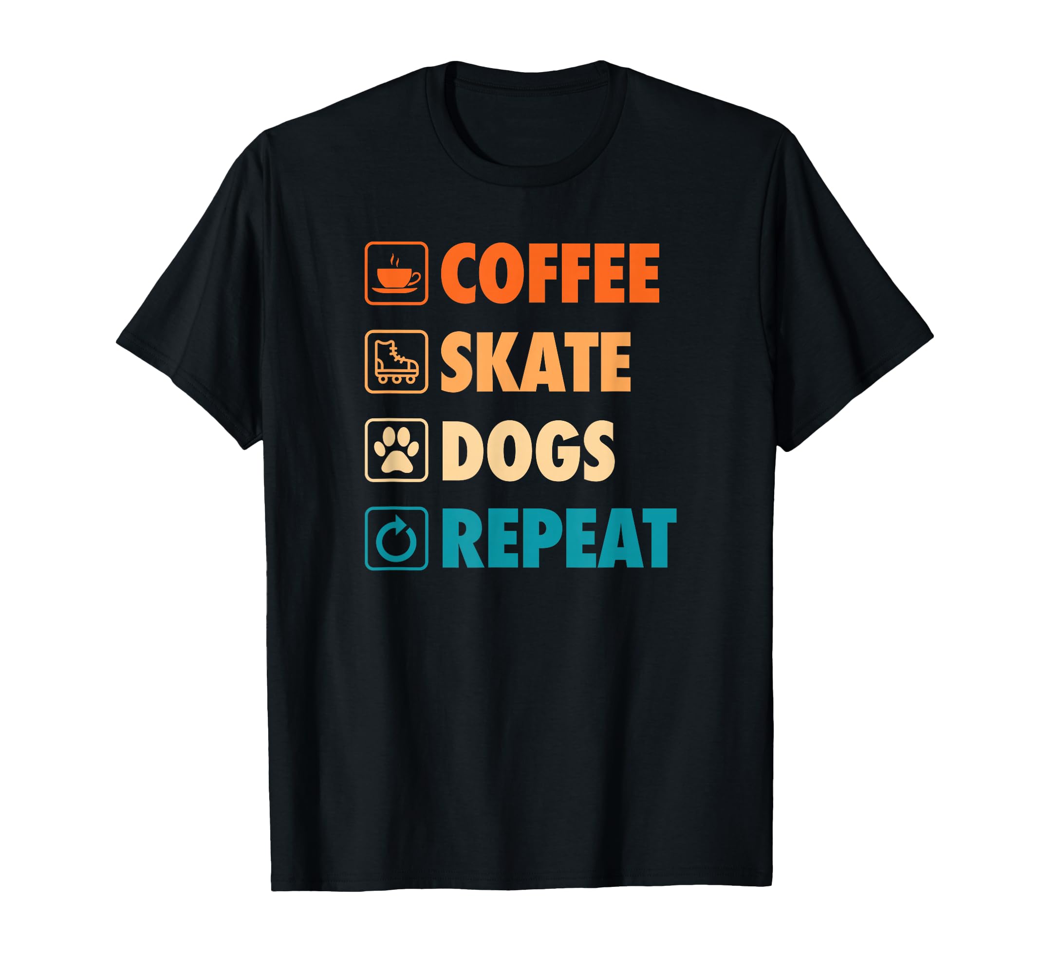 Coffee Skate Dogs Repeat Roller T-Shirt - Streetwear Style for Adults - T-Shirt, Sweatshirt, Hoodie