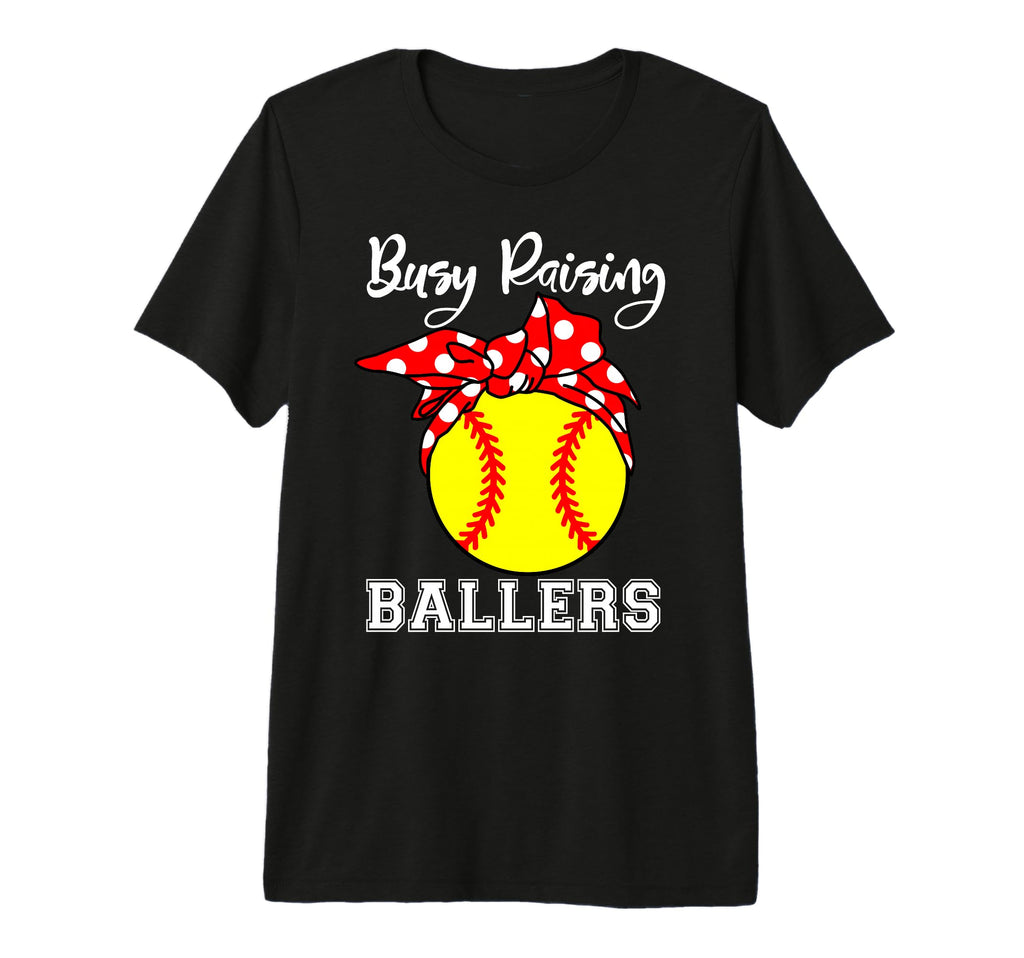 Busy Raising Ballers Mom Funny T-Shirt - Minimalist Print Men Women - T-Shirt, Sweatshirt, Hoodie