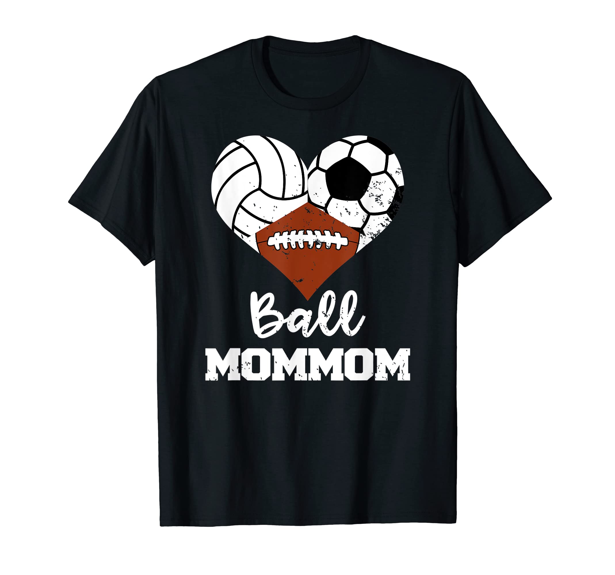 Ball Mommom Heart Funny Volleyball Soccer T-Shirt - Graphic Print Unisex - T-Shirt, Sweatshirt, Hoodie