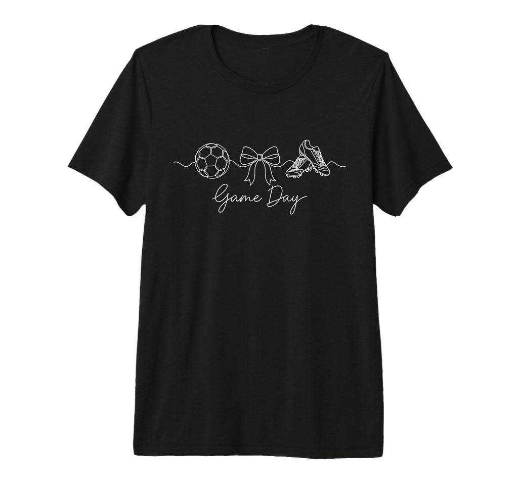 Game Day Soccer Mom Ball Bow Cleats T-Shirt - Novelty Apparel Unisex - T-Shirt, Sweatshirt, Hoodie