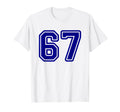 Blue Sports Team Number 67 T-Shirt - Graphic Print for Adults - T-Shirt, Sweatshirt, Hoodie