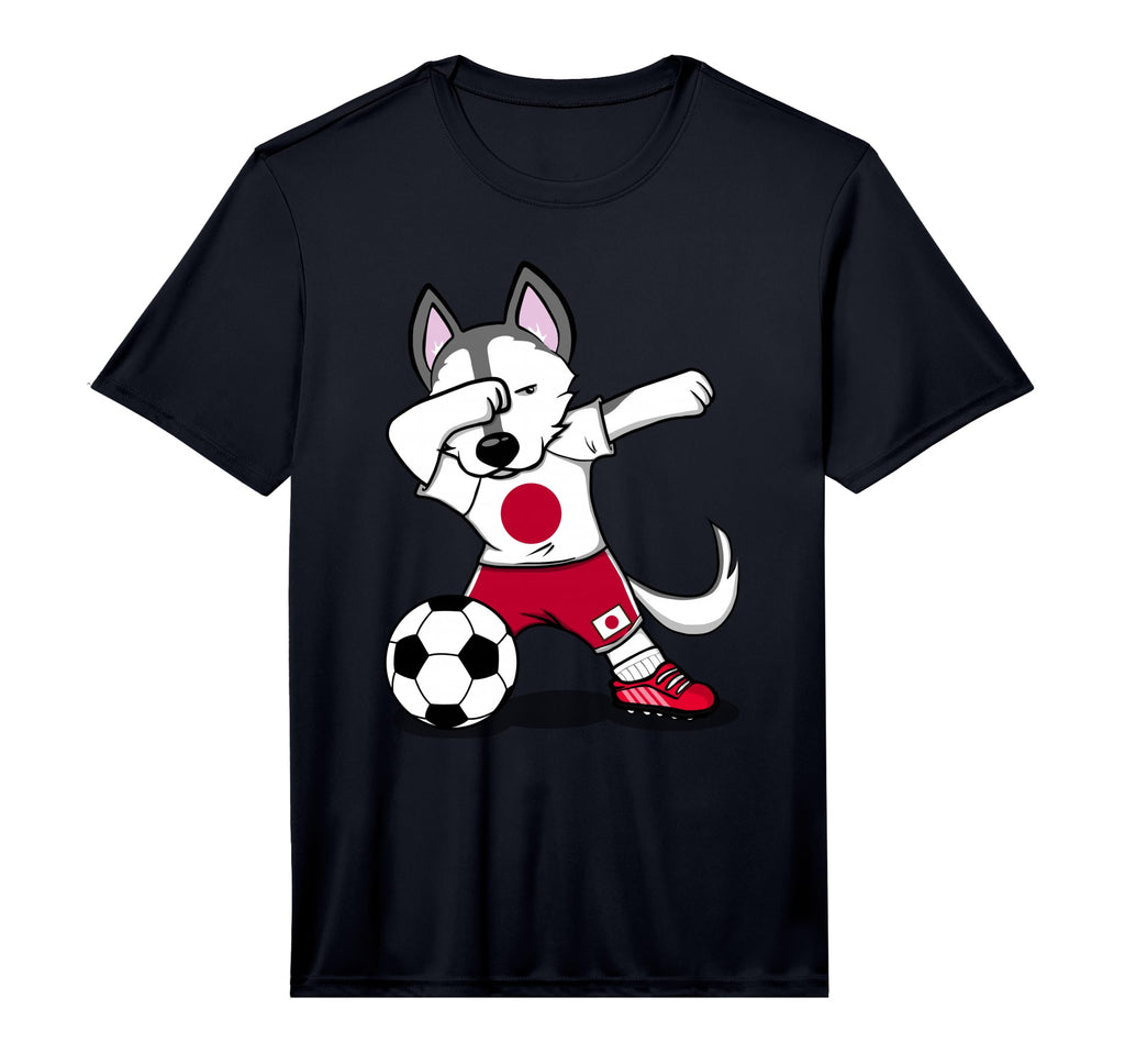 Dabbing Husky Japan Soccer Fans T-Shirt - Novelty Apparel for Adults - T-Shirt, Sweatshirt, Hoodie
