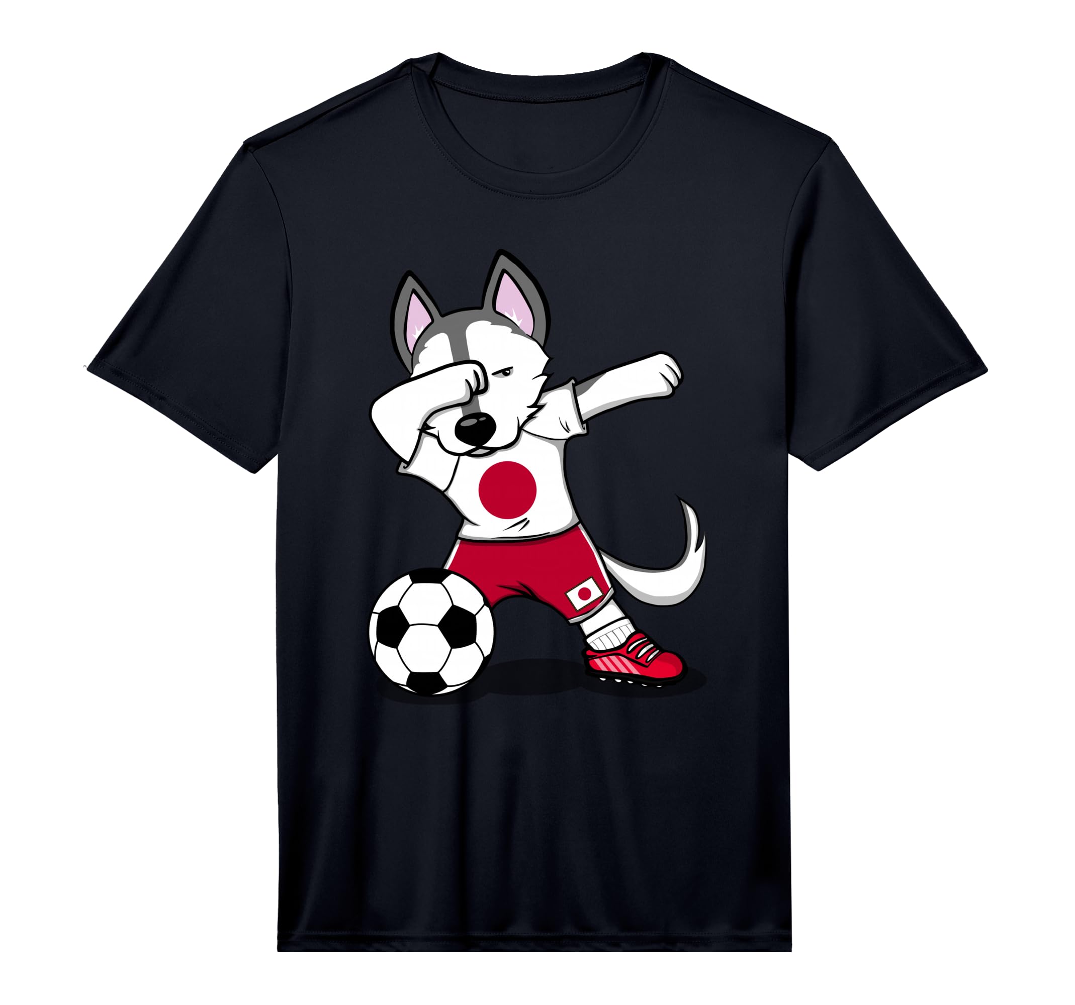 Dabbing Husky Japan Soccer Fans T-Shirt - Novelty Apparel for Adults - T-Shirt, Sweatshirt, Hoodie