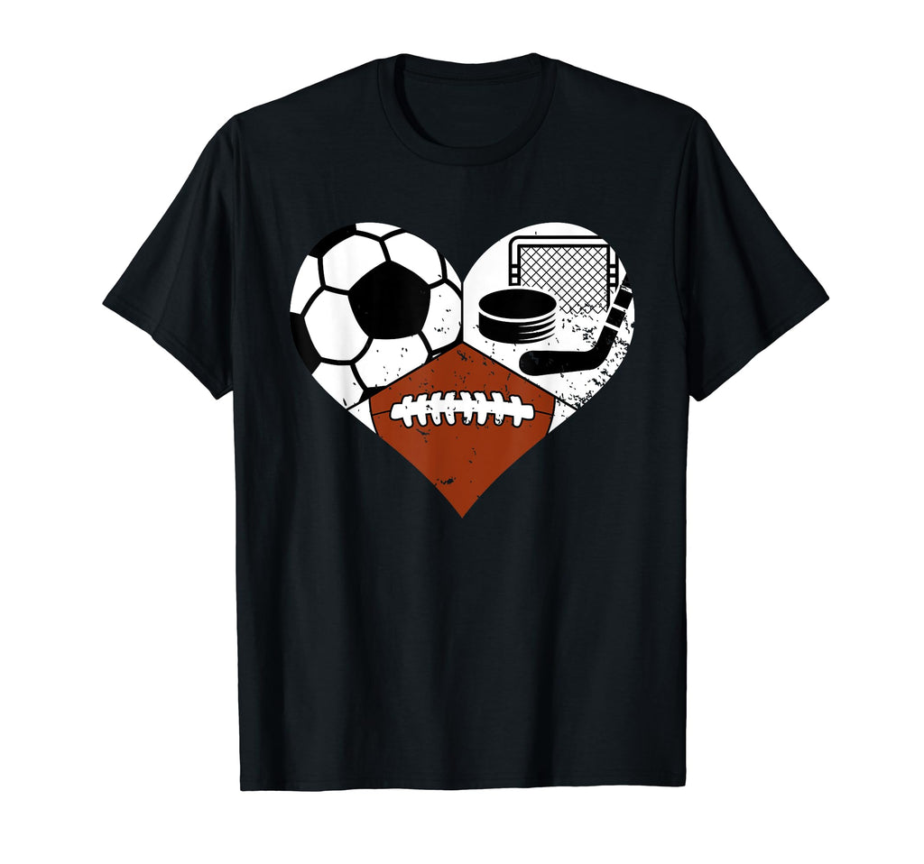 Soccer Football Hockey Heart Funny Sport T-Shirt - Unique Graphic Unisex - T-Shirt, Sweatshirt, Hoodie