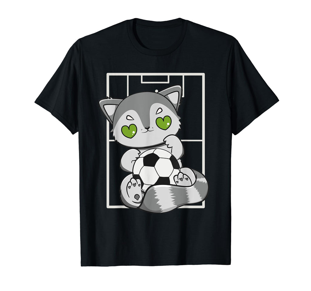 Racoon Plays Soccer Player Coach T-Shirt - Casual Everyday Wear Men Women - T-Shirt, Sweatshirt, Hoodie