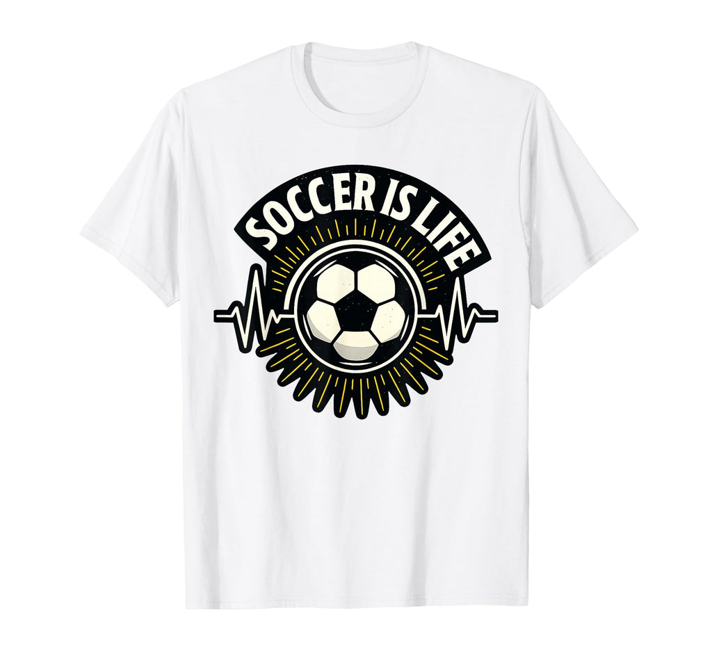 Soccer Is Life Pulse Sports Art T-Shirt - Unique Graphic for Adults - T-Shirt, Sweatshirt, Hoodie